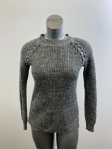 SO Women&#39;s Ribbed Knit Sweater Size Medium Gray Long Sleeve Acrylic Pull... - $11.87