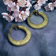 vintage avon clip On Texture Gold Tone hoop earrings - $9.97