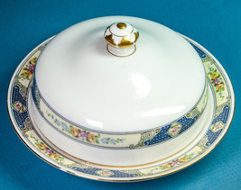 Bohemia Ceramic Cecil Shaped Round Covered Butter Dish w Drain Porcelain... - $35.00