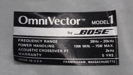 Vintage Bose Omni Vector 1 Speaker Logo Badge Sticker-
show original tit... - £21.74 GBP