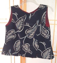 Vtg Top SHARON YOUNG Boho Leaf Print sleeveless Blouse 8 USA coconut girl beach - £11.65 GBP