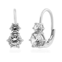 Twin 2.40Ct Round Lab Created White Sapphire Drop Earrings Solid 14k Whi... - £194.53 GBP