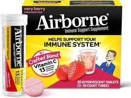 Airborne 1000mg Vitamin C with Zinc- SUGAR FREE Effervescent Tablets- Immune Sup - £27.96 GBP