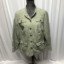 Tommy Hilfiger Jacket Womens Size 1X Sage Green Snaps Pockets Lightweigh... - £18.88 GBP