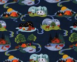 Cotton Cabins Campers Camping Blue Fabric Print by Yard D774.07 - $10.95