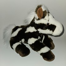 Aurora Dark Brown White Spotted Pony Horse Plush 12&quot; Long Bean Bag Stuffed Toy - $15.79