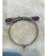 Vintage cuff bracelet sterling silver mexico hinged bypass amethyst fini... - £91.39 GBP