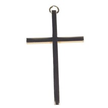 Vintage Gold Tone Plain Cross Pendant Long Skinny 2.5&quot; Or Wall Hanger  - £5.28 GBP