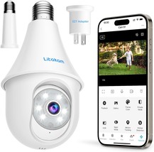 Litokam 4Mp Light Bulb Security Cameras Wireless Outdoor, Work With Alexa - $57.99