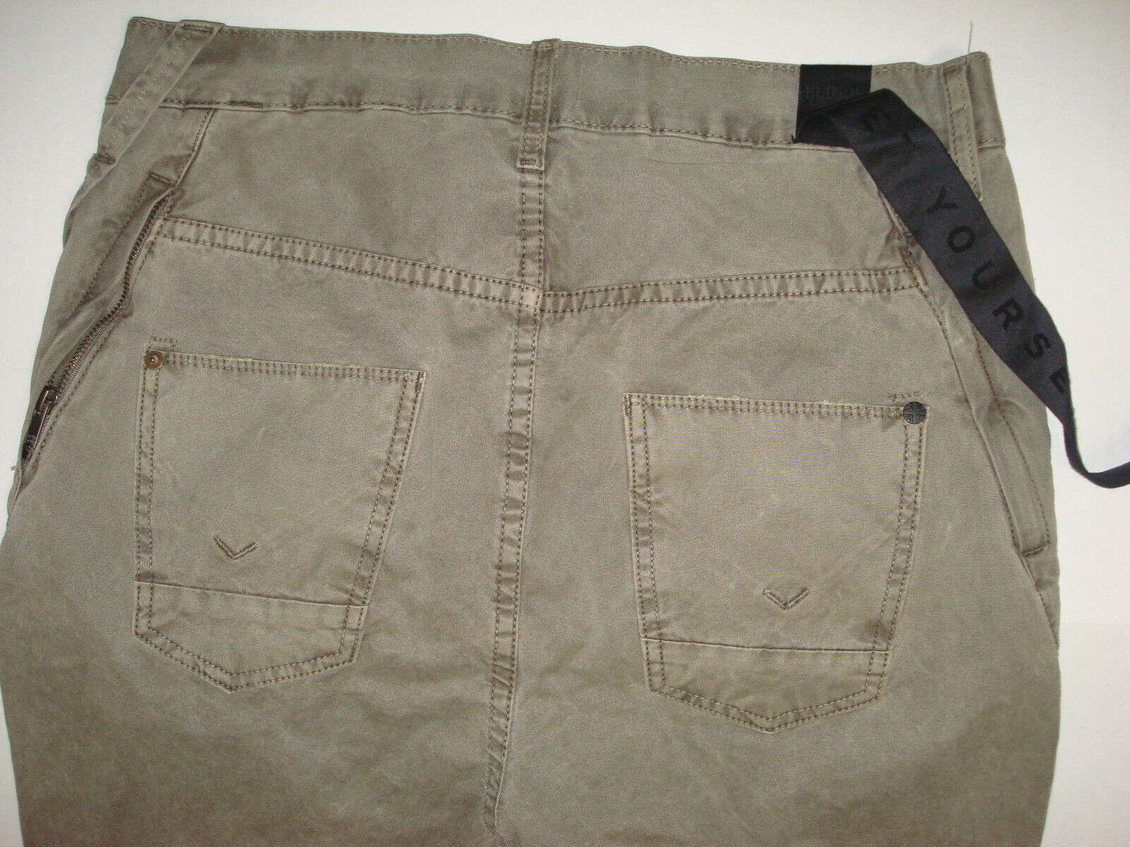 New Designer Mens Hudson Jeans Green Skinny 32 X 29 USA Button Olive Dis... - £187.09 GBP