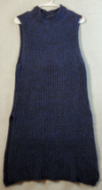 Ann Taylor Sweater Dress Womens Size Medium Blue Black Sleeveless Crew Neck Slit - £13.30 GBP