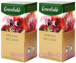 Greenfield Black Tea Spring Melody SET of 2 BOXES X 25 = 50 Total US Seller Impo - £11.67 GBP