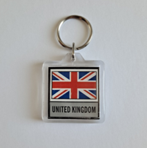 United Kingdom Key Chain Country Flag Plastic 2 Sided Key Ring UK - $4.95