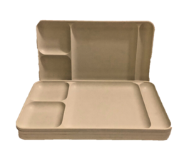 TUPPERWARE Five Divided Lunch Cafeteria Trays Four Compartments Each Almond - £19.96 GBP