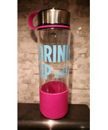 Drink Up Advocare Spark Pink &amp; Clear Glass Twist Top Water Bottle - $16.08 CAD