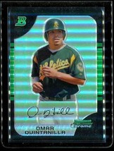 2005 Topps Bowman Chrome Refractor Baseball Card #141 Omar Quintanilla A&#39;s - £9.47 GBP