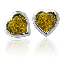 3mm-5mm WOMEN/CHILDREN&#39;S Heart Yellow Canary Screwback Earrings 14K White Gold - $16.33