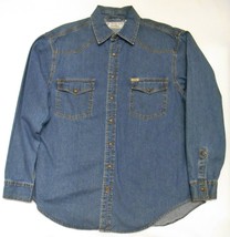 Levis Men&#39;s Long Sleeve Denim Shirt Snap Front Blue Cotton Casual Large L - £35.93 GBP