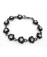 Premier Designs Primrose Antique Silver Tone AB Flower Bracelet - $29.77 CAD