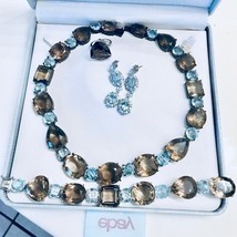 Huge 1000ct Smoky Quartz Blue Topaz 925 SS Necklace, bracelet, earrings ring set - £7,913.61 GBP
