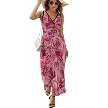 Mondxflaur Retro Rose Summer Dresses for Women V-neck Sleeveless Long Dress - £28.66 GBP+