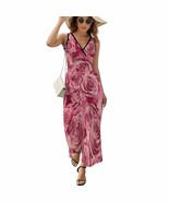 Mondxflaur Retro Rose Summer Dresses for Women V-neck Sleeveless Long Dress - $49.37 CAD+