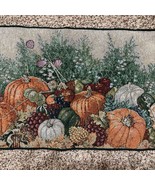 Bergeron Fall Pumpkins Tapestry Table Runner Bountiful Harvest 72” Thank... - €21,24 EUR