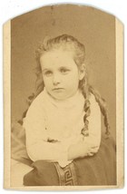 CIRCA 1870&#39;S CDV Adorable Pouty Little Girl With Curls Dewey Pittsfield, MA - £7.46 GBP