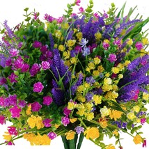 Artificial Fake Flowers, UV Resistant Faux Flowers, 12pcs Multi-color 1 - £11.00 GBP