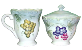 Lenox Tuscan Vine Blanc/Rose Sugar Bowl &amp; Creamer Handpaint Scalloped New Boxed - £37.07 GBP