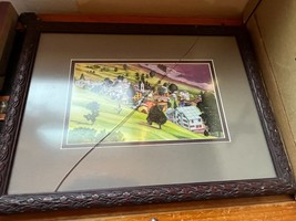 Artist Signed t. Kobs &amp; Numbered Vibrant MOUNTAIN VILLAGE Print in Ornat... - $19.39