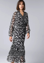 New Simply Vera Vera Wang Women&#39;s Tiered Ruffle Floral Maxi Dress Black ... - $49.49