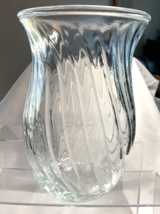 Pressed Glass Vase Ribbed Swirl Pattern 5&quot; Diameter x 7 3/4&quot; Tall Mint C... - £11.62 GBP