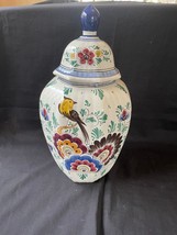 Grand Delfts Polychrome Vase Pot avec Couvercle Vintage Chandelier Main Peint - £119.90 GBP