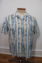 New Man France 40 Floral Stripe Short Sleeve Lightweight Cotton Shirt - $21.80