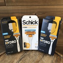 3x Schick Hydro Skin Comfort Stubble Eraser 3 Razor Handle + 6 Cartridges total - £14.85 GBP