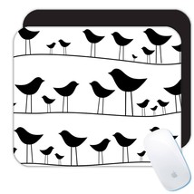 Birds on a Wire : Gift Mousepad String Silhouette Cute Watcher Watching ... - $12.99