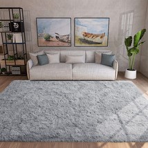 Hqayw Modern Fluffy Area Rug, Shaggy Rugs For Bedroom Living Room Ultra, Grey - £31.45 GBP