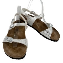 Birki&#39;s Sandals Silver White Adjustable Buckles L8M6 - £46.99 GBP