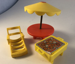 Fisher Price Little People Patio Umbrella Table Lounge Chair &amp; BBQ Grill - £10.11 GBP