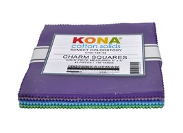 Robert Kaufman Kona Cotton Solids Sunset Palette 5 Inch Precut Squares 43pcs - £11.95 GBP