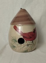 Yesteryears Hand Turned Bird House with Painted Cardinal and Foliage - $24.74