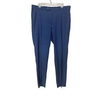 Savile Row Mens Brixton Dress Pants Blue Stretch Mid Rise Flat Front 38W... - £26.89 GBP