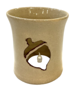 Hickory Hill NC Pottery Candle Holder Signed Tan Acorn Design - $16.87 CAD