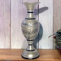 Vase Metal Flower Silver Color Pot Office Home Decor Big Vases Gift 30cm Indian - $44.10