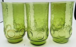 Vintage MCM Anchor Hocking Avacado Green Juice Tumbler Glasses Set of 6 - $35.64