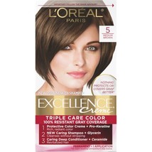 L&#39;Oreal Paris Excellence Creme Permanent Triple Care Hair Color, 5 Medium Brown, - $17.00