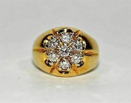 Herren 1,00 ct runder Diamant 14 Karat Gelbgold über Cluster Pinky Ehering - £78.02 GBP