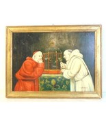 Catholic Pope &amp; Priest Framed Oil Painting By C. Franco - $339.57 CAD