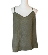 Maurices Plus Size 2X Tank Top Green Embroidered Cotton Adjustable Straps FLAW - £9.34 GBP